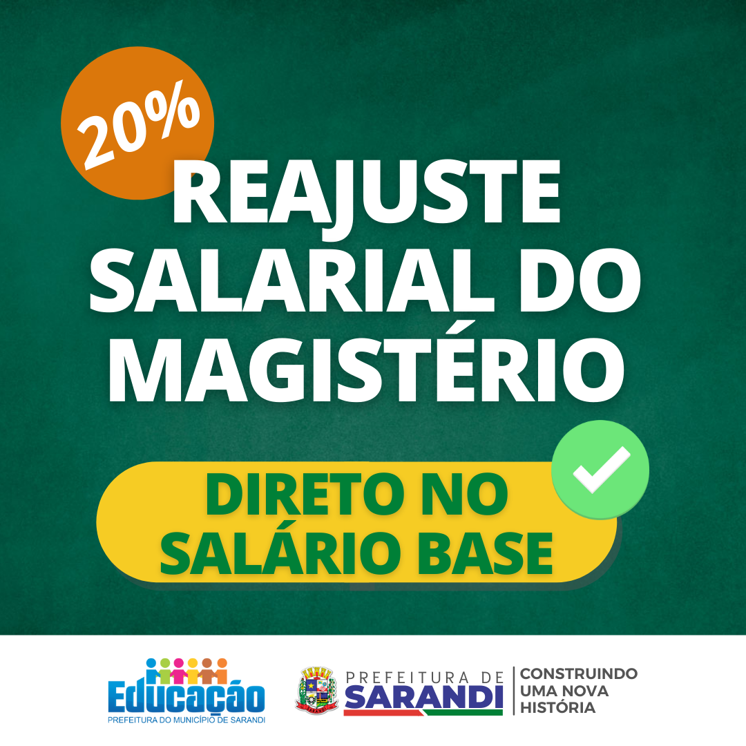 Prefeitura de Sarandi anuncia reajuste salarial de 20% para o magistério